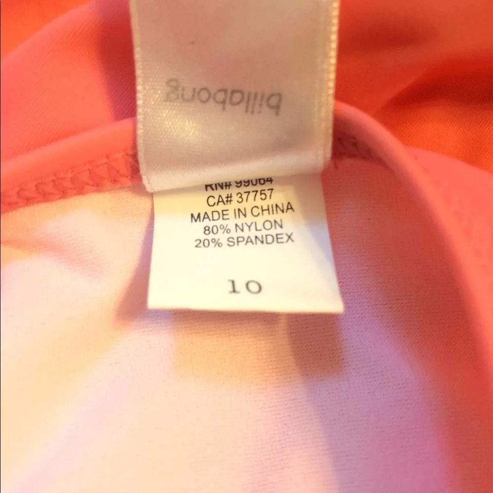NWT Girls One‎ Piece Billabong Swimsuit Pink 10